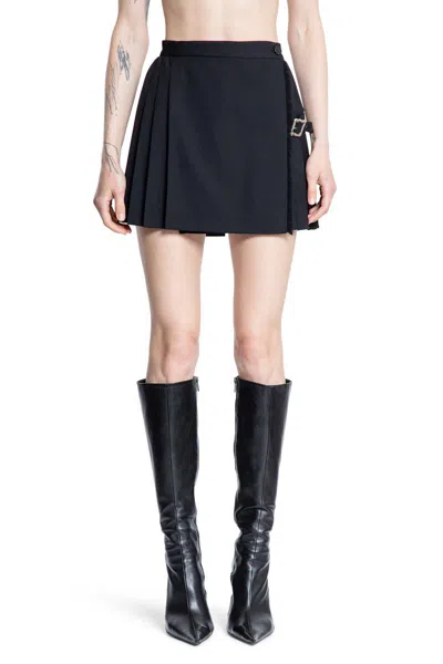 Enfants Riches Deprimes Pleated Black Skirt With Unique Buckle Detail In Black