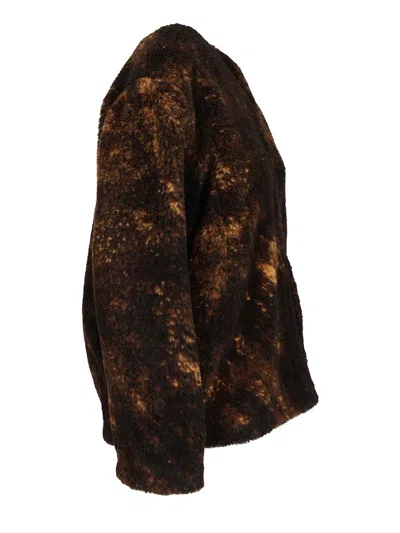 Isabel Marant Agnela-gd Patina Furry Coat Jackets Brown In Brown