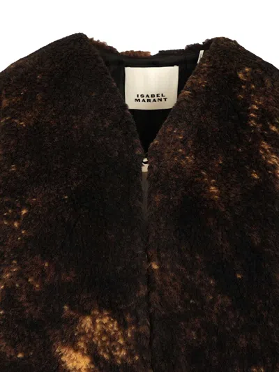 Isabel Marant Agnela-gd Patina Furry Coat Jackets Brown In Brown