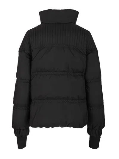 Moncler High Collar Quilted Nylon Outerwear In Black