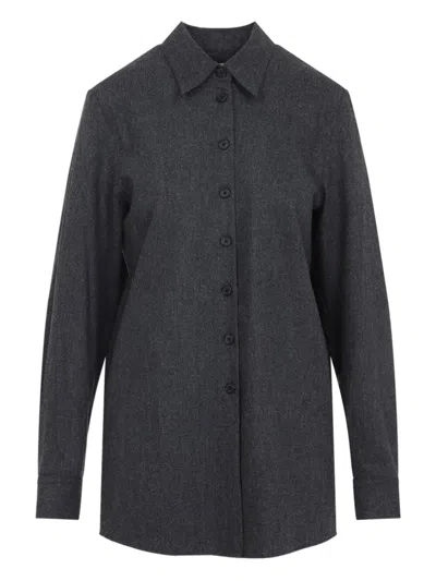 Khaite Auryn Lightweight Wool And Cashmere Shirt In Multi