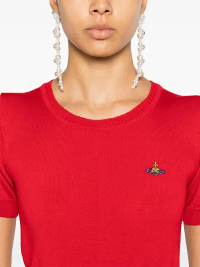 Vivienne Westwood Bea Knitted Short-sleeved Top Clothing In Red