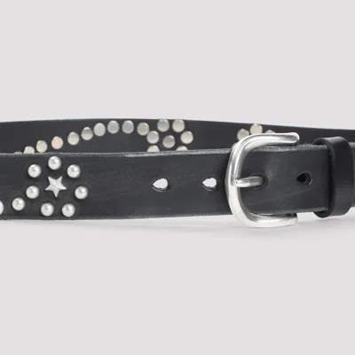 Our Legacy Unisex Leather Belt With Distinctive Design In Black