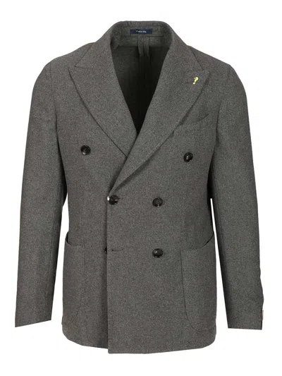 Guarinucci Blazer Doppio Petto 70 Pol 15 Lana 15 Visco Jackets Grey In Multi