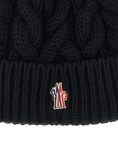 Moncler Grenoble Logo Patch Knitted Beanie In Brown