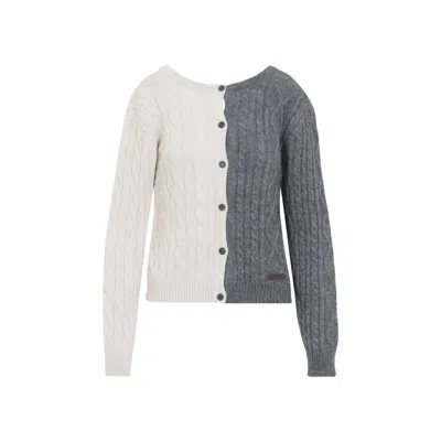 Moschino Bicolor Cable Knit Cardigan In Multi