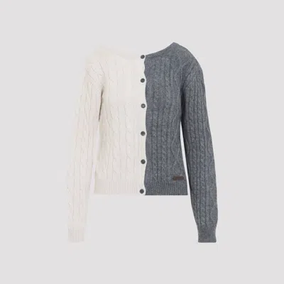 Moschino Bicolor Cable Knit Cardigan In Multi