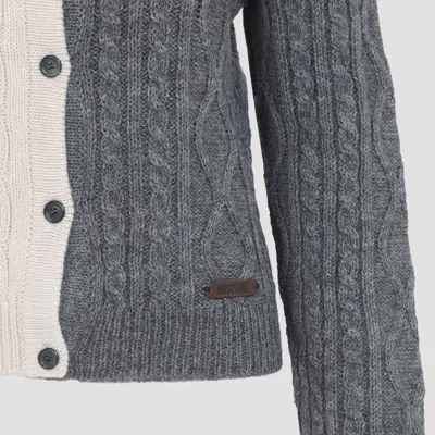 Moschino Bicolor Cable Knit Cardigan In Multi