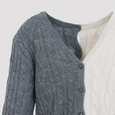 Moschino Bicolor Cable Knit Cardigan In Multi