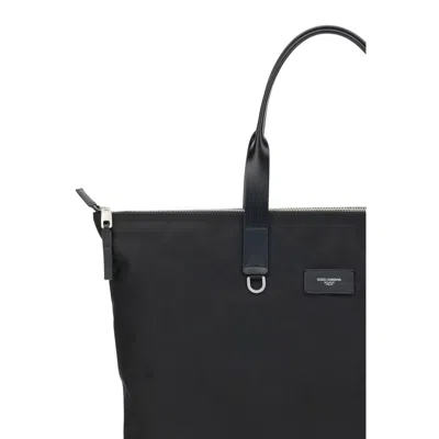 Dolce & Gabbana Logo-plaque Tote Bag In Black