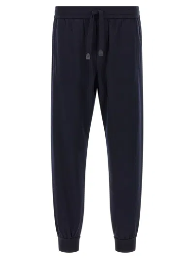 Brioni Cotton And Cashmere Joggers Pants Blue In Black