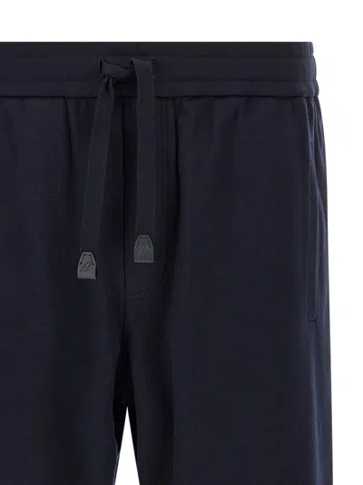 Brioni Cotton And Cashmere Joggers Pants Blue In Black
