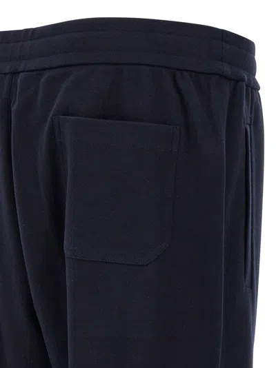 Brioni Cotton And Cashmere Joggers Pants Blue In Black
