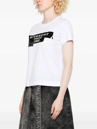 Givenchy Cotton T-shirt With Tape Print Clothing In White