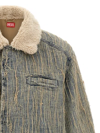 Diesel D-ivar-s Puffer Jackets Light Blue In Gray