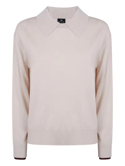 Paul Smith Knitted Collar Sweater In Neutral
