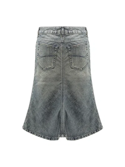 Balenciaga Denim Midi Skirt In Black