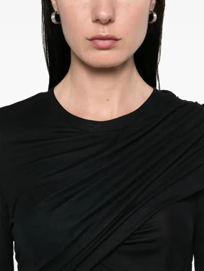 Isabel Marant Étoile Draped Jersey Mini Dress With Long Sleeves In Black