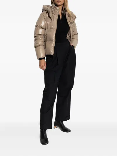 Moose Knuckles Detachable Hood Shiny Shell Down Jacket Clothing In Gold