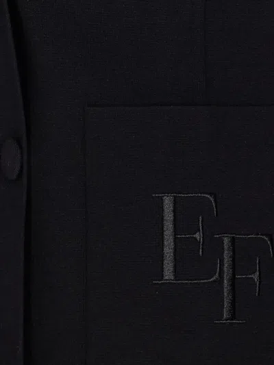 Elisabetta Franchi Double-breasted Knit Jacket With Embroidery Clothing In Black