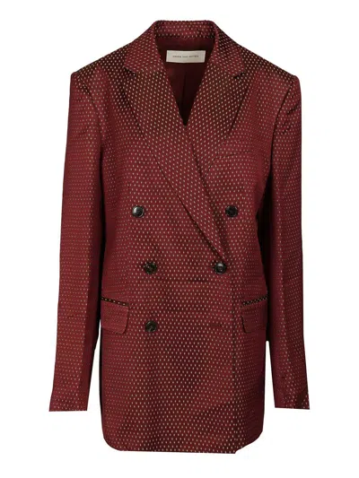 Dries Van Noten Double-breasted Polka Dot Blazer Jackets Bordeaux In Brown