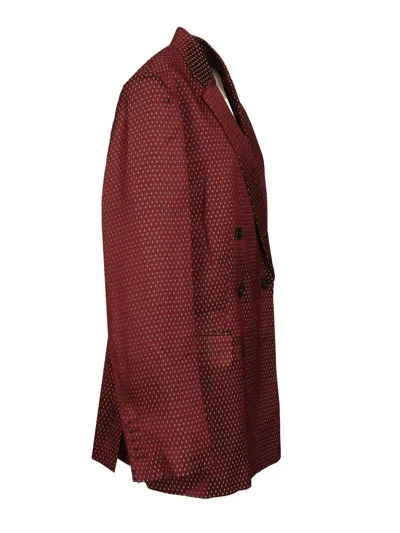 Dries Van Noten Double-breasted Polka Dot Blazer Jackets Bordeaux In Brown