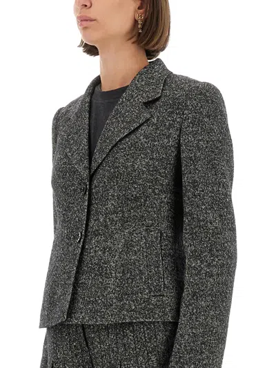 Dolce & Gabbana Women Single-breasted Jacket In Wool Blend Dot In Gray