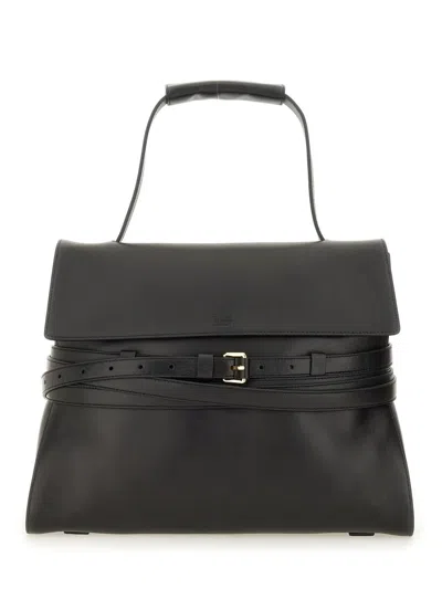 Moschino Black Leather Top Handle Bag In Black
