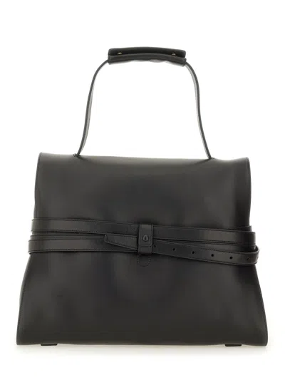 Moschino Black Leather Top Handle Bag In Black
