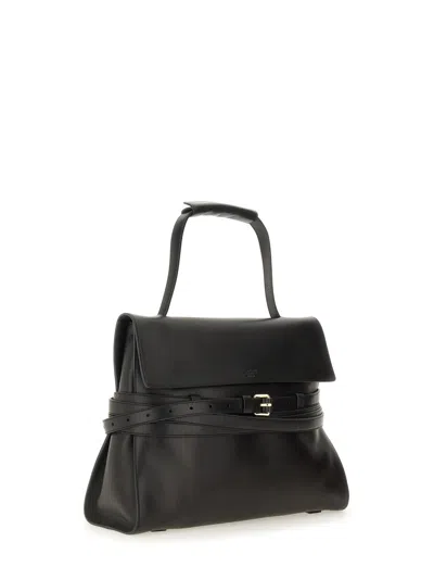 Moschino Black Leather Top Handle Bag In Black