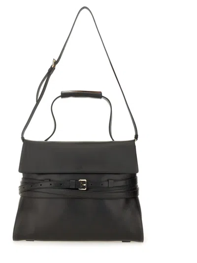 Moschino Black Leather Top Handle Bag In Black