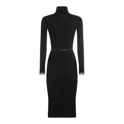 Elisabetta Franchi Black Viscose Midi Dress In Black