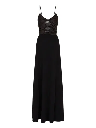 Emporio Armani Technical Cady Cut-out Dress With Jewel Detail In Black