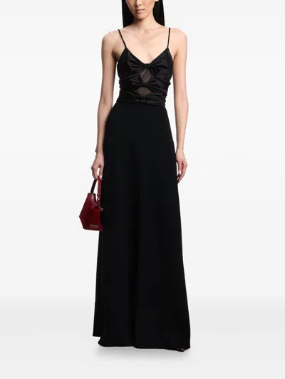 Emporio Armani Technical Cady Cut-out Dress With Jewel Detail In Black