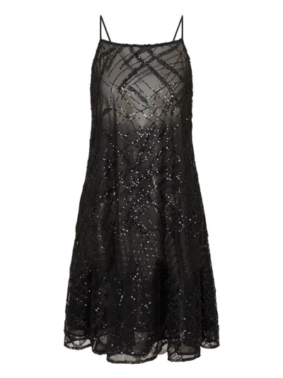 Emporio Armani Sequin-embellished Backless Mini Dress In Black