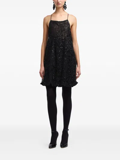 Emporio Armani Sequin-embellished Backless Mini Dress In Black