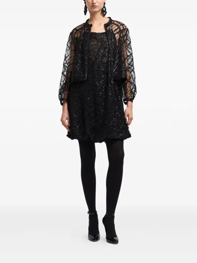 Emporio Armani Sequin-embellished Backless Mini Dress In Black