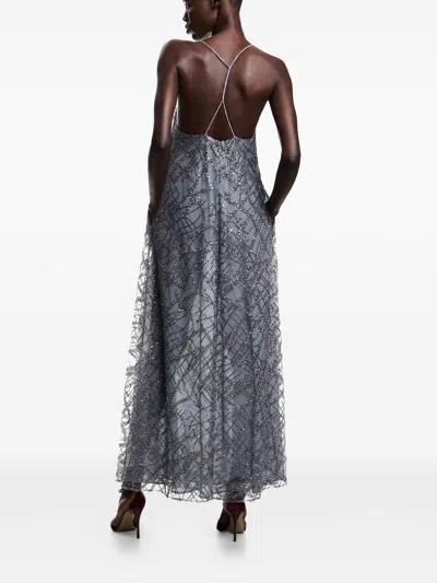 Emporio Armani Sequin-embellished Maxi Dress In Gray