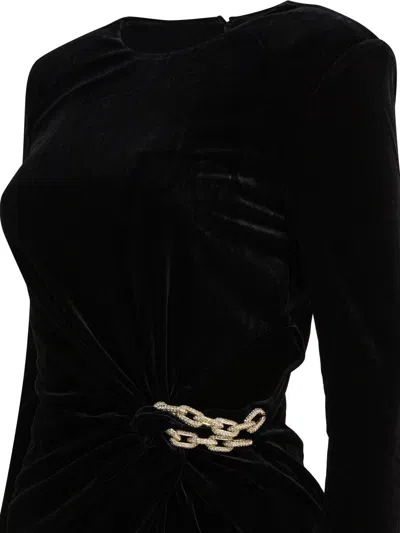 Self-portrait Twisted Waist Dress With Gold Detail In Black