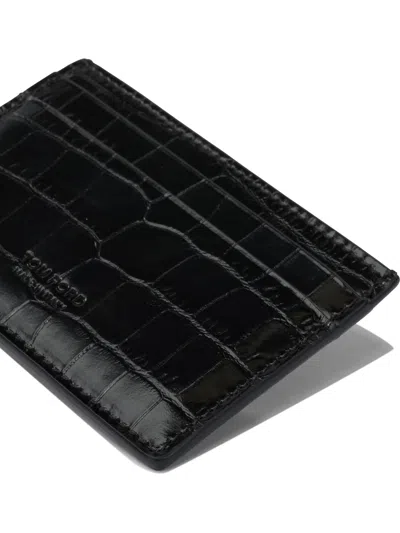 Tom Ford "exotic Line" Card Holder In Black
