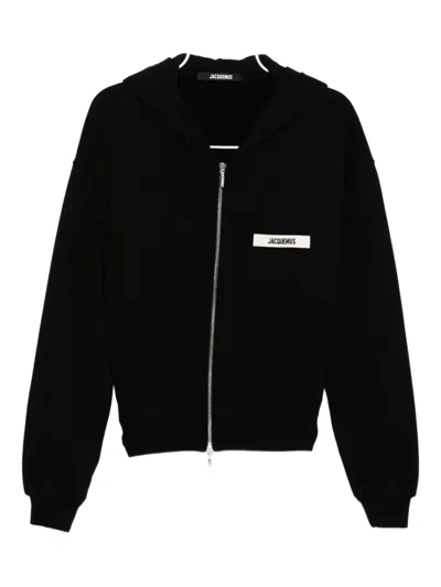 Jacquemus Le Hoodie Zip Gros Hooded Cotton Sweatshirt In Black