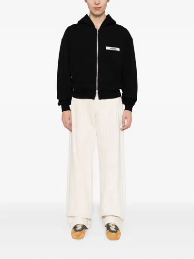 Jacquemus Le Hoodie Zip Gros Hooded Cotton Sweatshirt In Black
