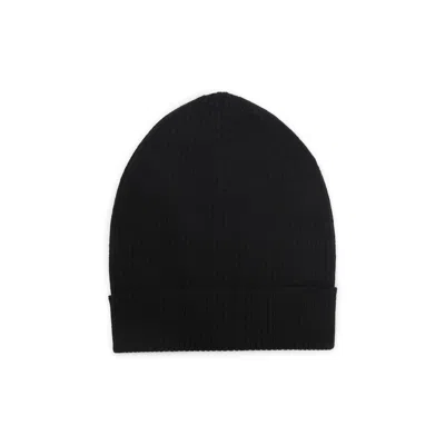Rick Owens Textured Knit Beanie Cuffed Edge In Black