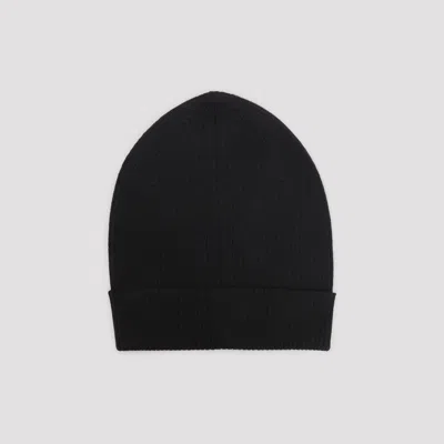 Rick Owens Textured Knit Beanie Cuffed Edge In Black