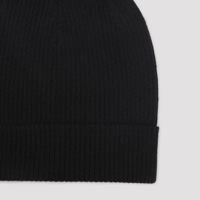 Rick Owens Textured Knit Beanie Cuffed Edge In Black