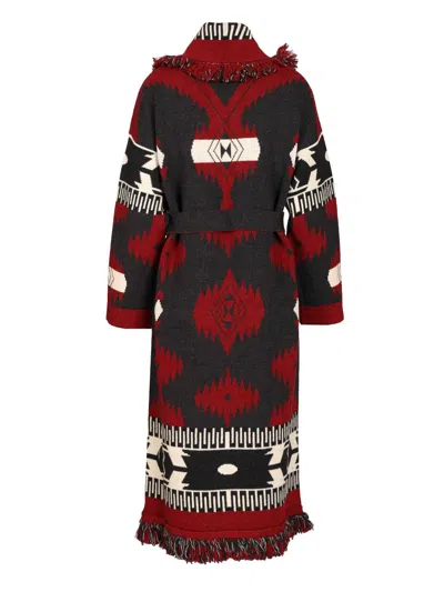Alanui Icon Jacquard Coat Knitwear Red In Red