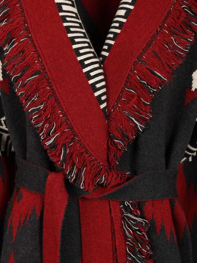 Alanui Icon Jacquard Coat Knitwear Red In Red