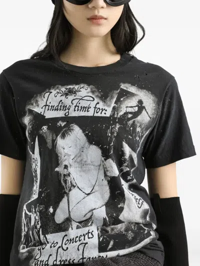 Dolce & Gabbana Graphic Print Cotton T-shirt With Ribbed Neck In Multi