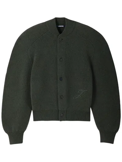 Jacquemus Le Cardigan Pallone In Wool And Cashmere In Green