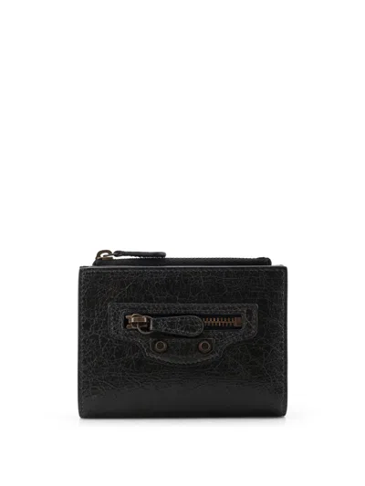 Balenciaga Women Le City Bifold Leather Wallet In Black